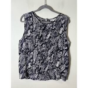 Calvin Klein Purple White Sleeveless Ribbed Sheer Tank Sz M